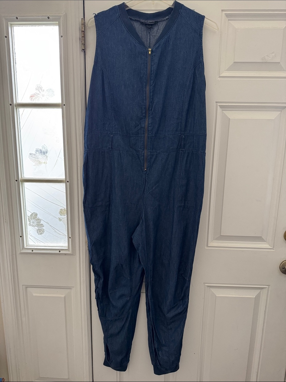 Ashley Stewart Dark Sleeveless Denim Jumpsuit